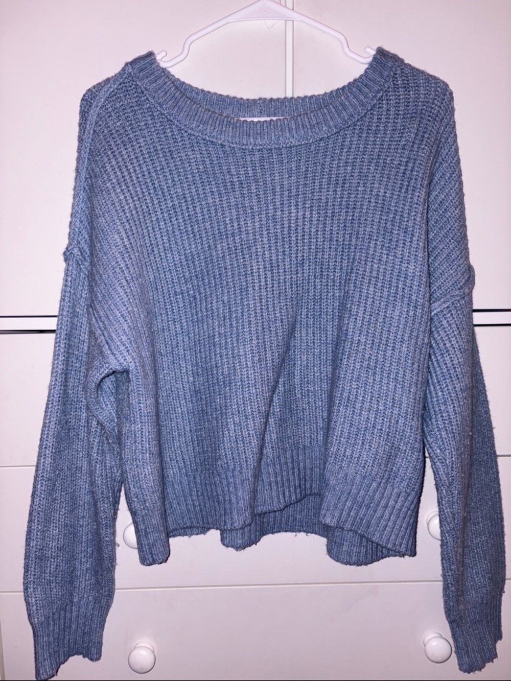 American Eagle Outfitters Light Blue Ribbed Crewneck Sweater